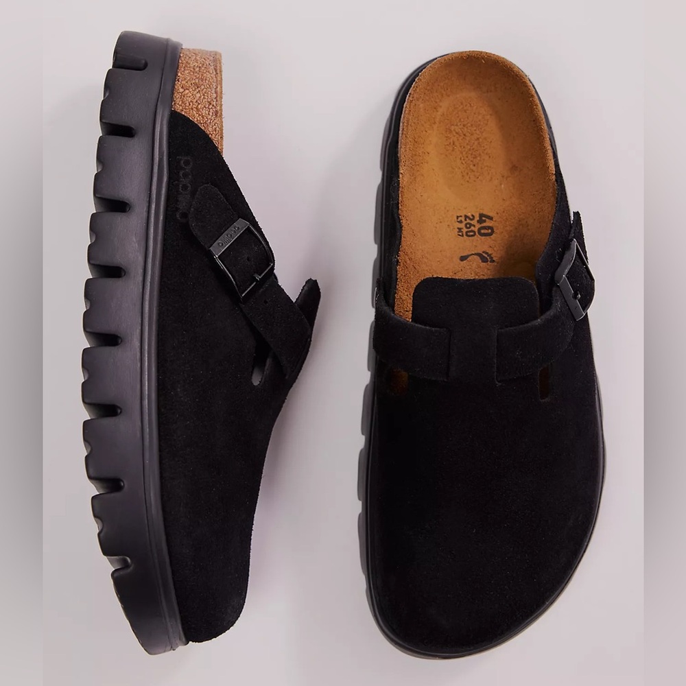 Birkenstock Papillo Boston Chunky Clogs in Black Suede 8 - Picture 4 of 9